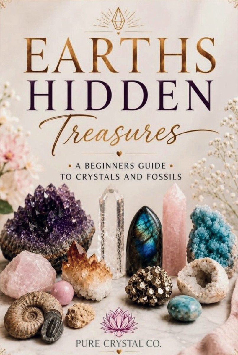 Earths Hidden Treasures: A Beginners Guide to Crystals and Fossils by Pure Crystal Co., cover